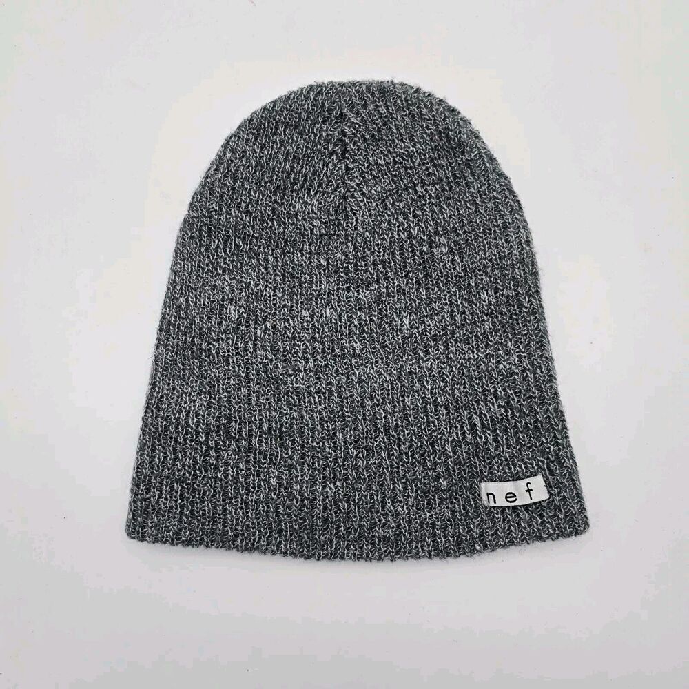 Neff Beanie Hat Gray Green Winter Cuffed Slouchy Acrylic Knit Cap
